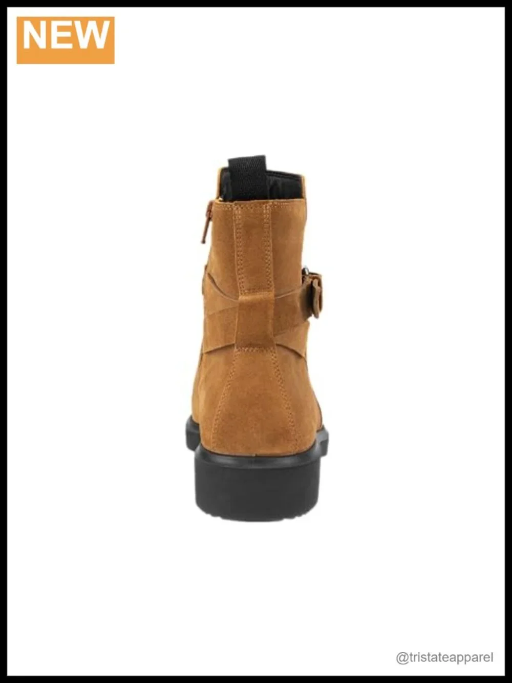 Waterproof Leather Ankle Bootie with Buckle Block Heel